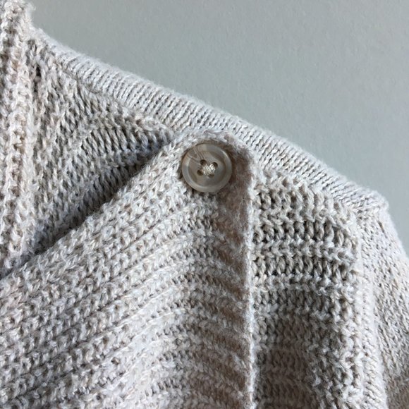 Oatmeal waterfall front cardigan wrap with button - Picture 11 of 16